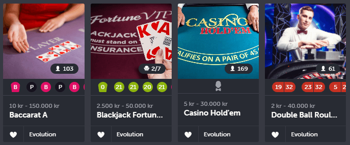 Comeon live dealer