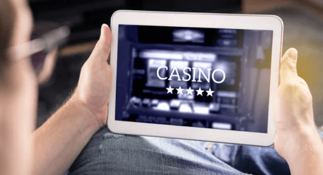 Casino online - playing on laptop