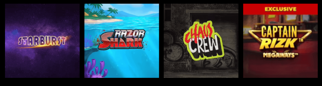 Game selection at Rizk Casino