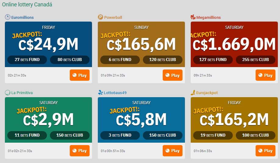 Lottofy lottery games for Canadian players