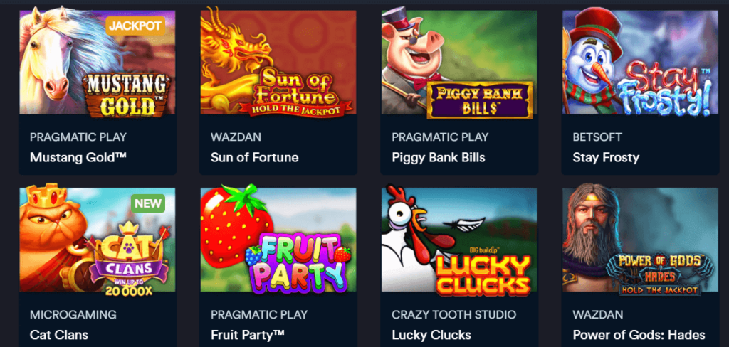 Slots Million Game Selection