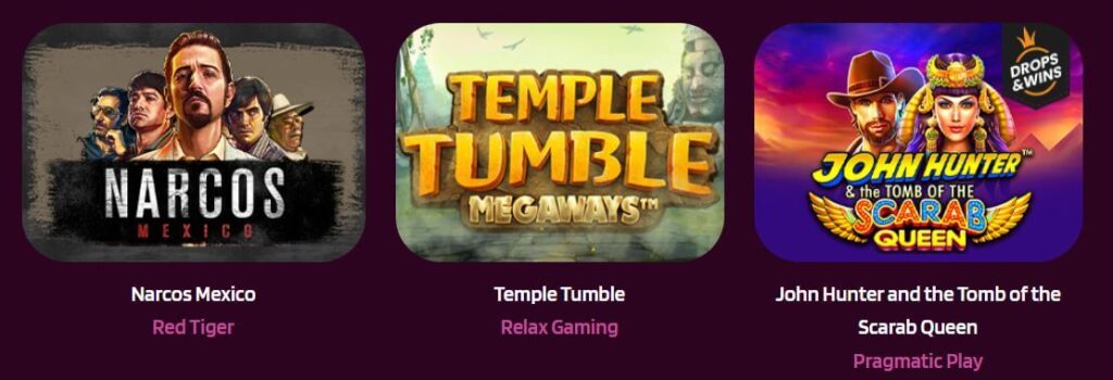 3 slots, selection of Games Happy Spins Casino
