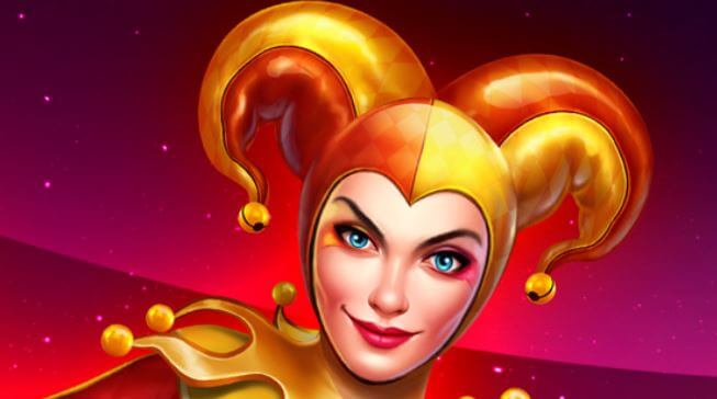 Joker Lady with red background, Happy Spins Promotions