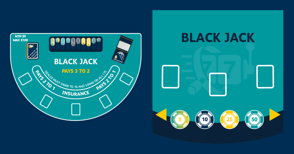 2 different options of blackjack tables online CA