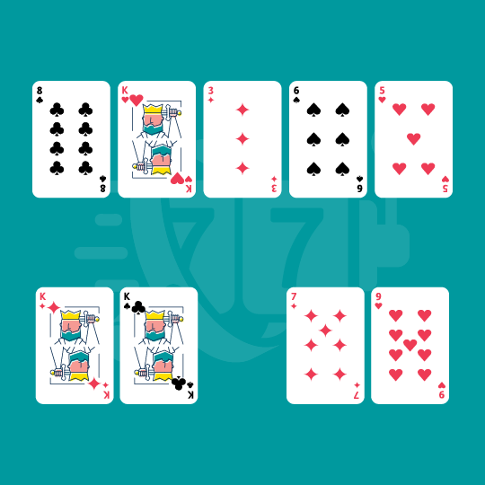 Cards showing a poker showdown