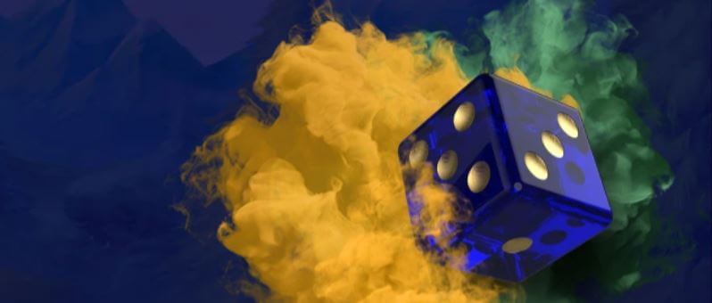 Banner with dice - yellow and green smoke - Club Riches Casino Canada