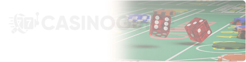 Craps Online table with dices - faded banner Craps Review