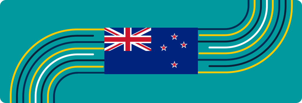 Green image with New Zealand flag