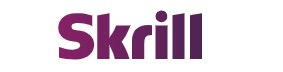 An image of the logo for Skrill e-wallet with purple text and white background