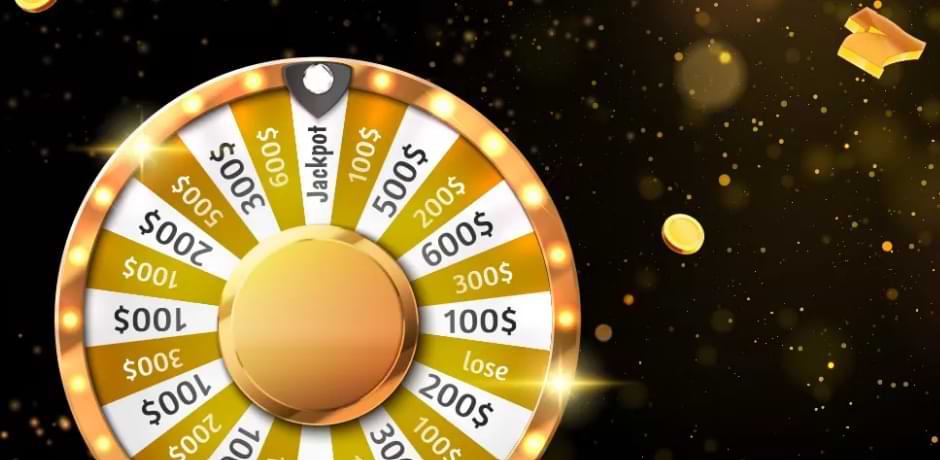 sort baggrund lykkehjul i hvid og guld - Next Casino