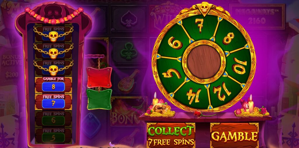 Muertos Multiplier Megaways Gamble or Collect feature