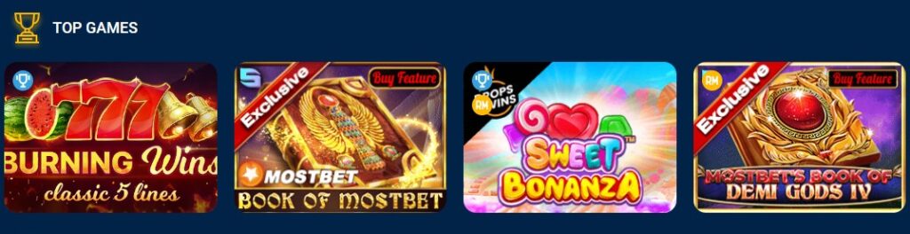 Mostbet casino games tile
