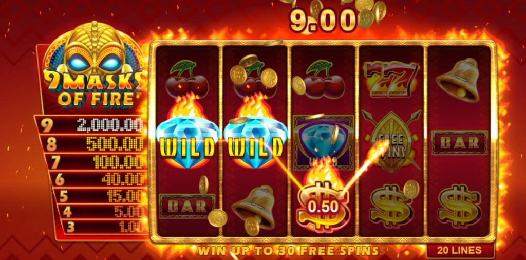 9 masks of fire slot reels