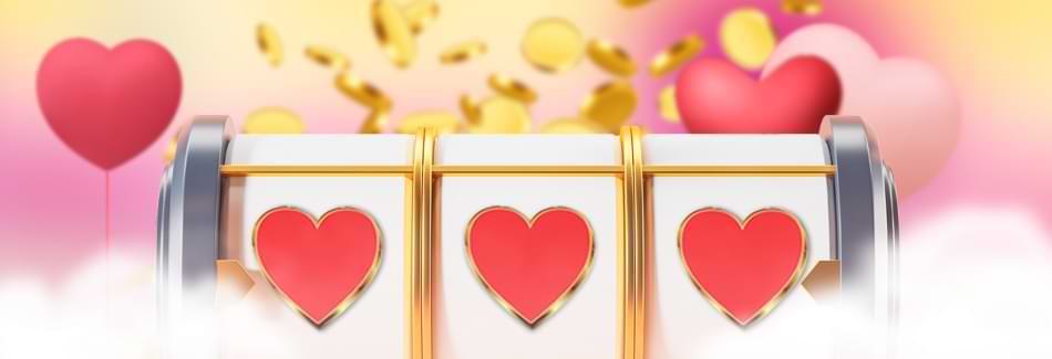 Tre hjul med hjerter på, til de bedste Valentins spillemaskiner