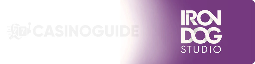Iron Dog Studios game provider - purple and white banner