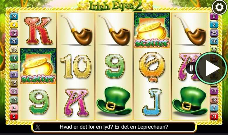 Spilleplan med symboler Irish Eyes 2 slot St Patrick's day - Danmark