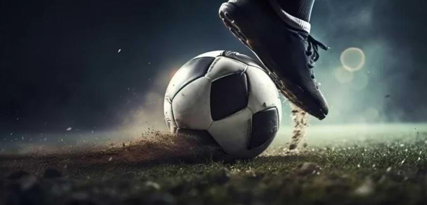 fodboldbane med fodbold og fod på - CL-finale