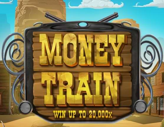 Canyon med bjerge - tekst på skilt Money Train - spilleautomat DK
