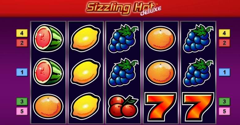 spilleautomat med forskellige farvede frugtsymboler - Sizzling Hot Deluxe