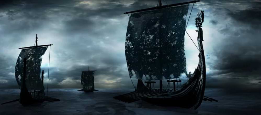 vikingeskibe der sejler om natten - viking slots thecasinoguide DK