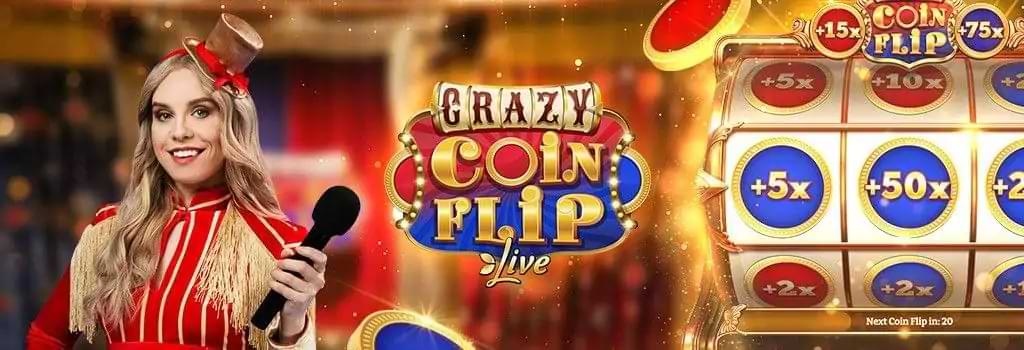 kvindelig live dealer i rødt jakkesæt - Live Crazy Coin Flip DK
