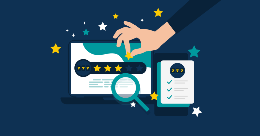 Casino reviews animated blue image - casinoguide