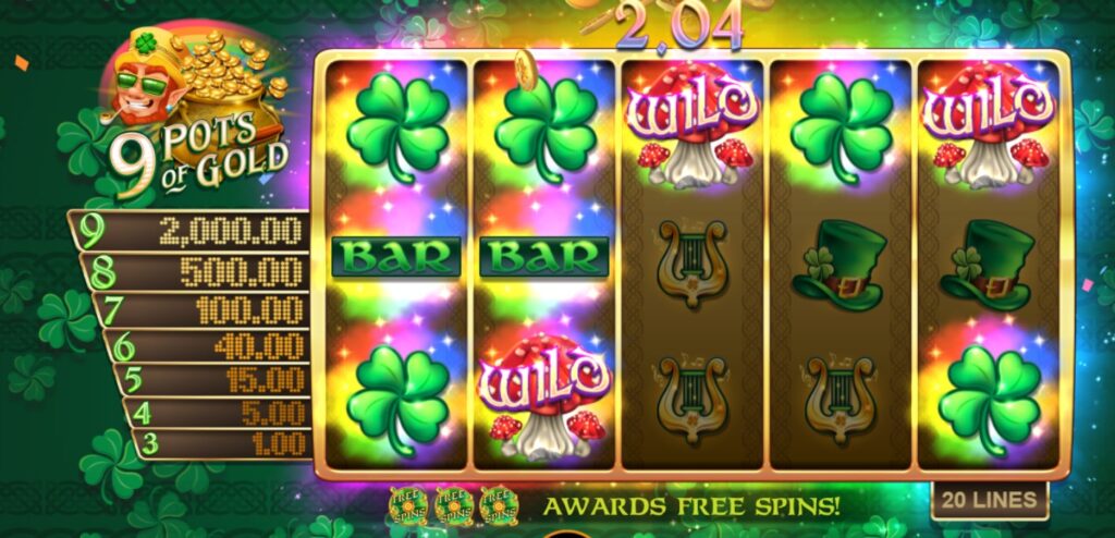 9 pots of gold slot reels with wilds