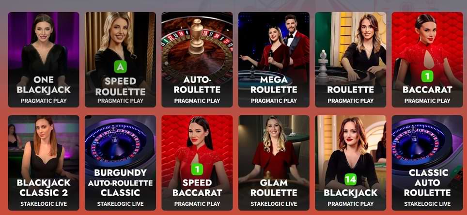 Live Casino lobby med spil og kategorier Spilleboden DK