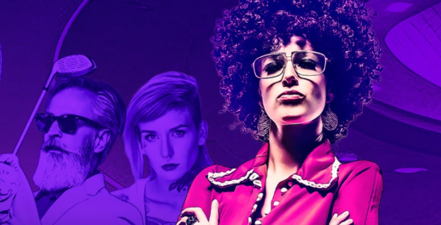 spinfever casino - purple banner with disco theme
