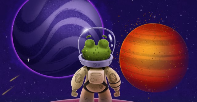 turbospins casino - animated frog in space